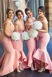 Pretty Mermad Long Pink Lace Off The Shoulder Vestidos de dama de honor para boda