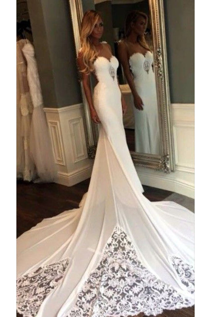 2022 nuevos vestidos de boda de la gasa de la cucharada de la llegada con la sirena del Applique