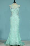 2024 vestidos de baile cucharada sirena con apliques de encaje y perlas