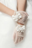 Longitud de la muñeca de la boda del cordón de los guantes de niña de las flores