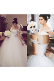 Vestidos de novia con hombros descubiertos con encanto Cuentas y lentejuelas elegantes