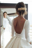 Nuevos vestidos de novia elegantes de satén con cuello en V Vestidos de novia de manga larga Vestidos de novia