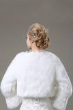 Completo con Encanto mangas de piel falsa abrigo de la boda MPJ140903