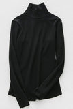 2024 de las mujeres de alta algodón del cuello de la camiseta de manga larga Tops para los vestidos de musulmanes